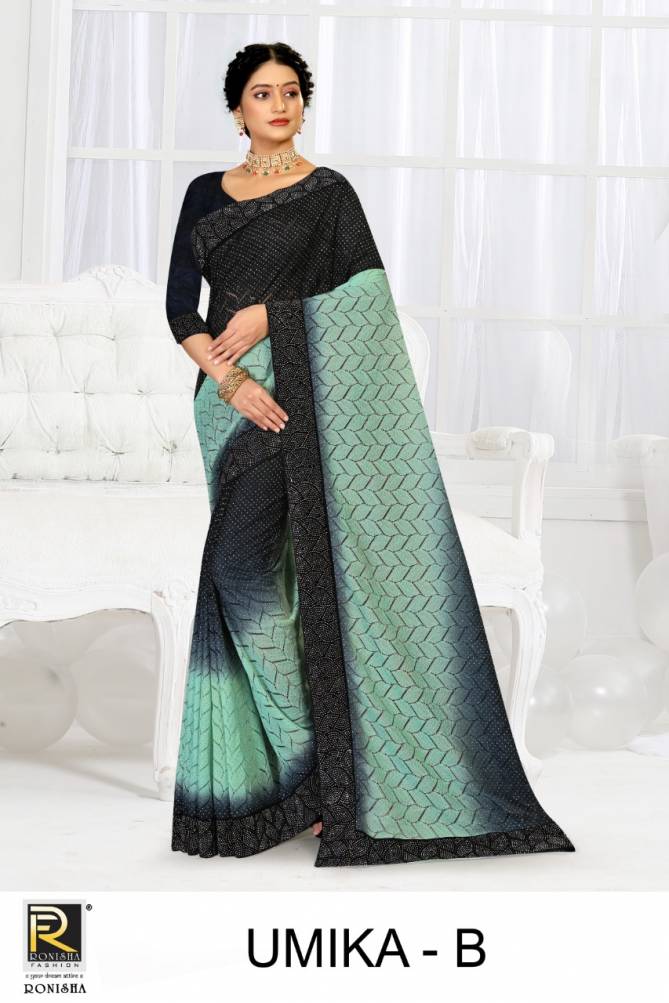 Ronisha Umika Latest Designer Fancy Wear Lycra Saree Collection